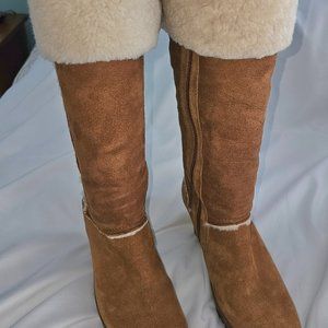 UGG Australia Sandra Knee High Chestnut Boots - Size 8 (With Dust Bag)